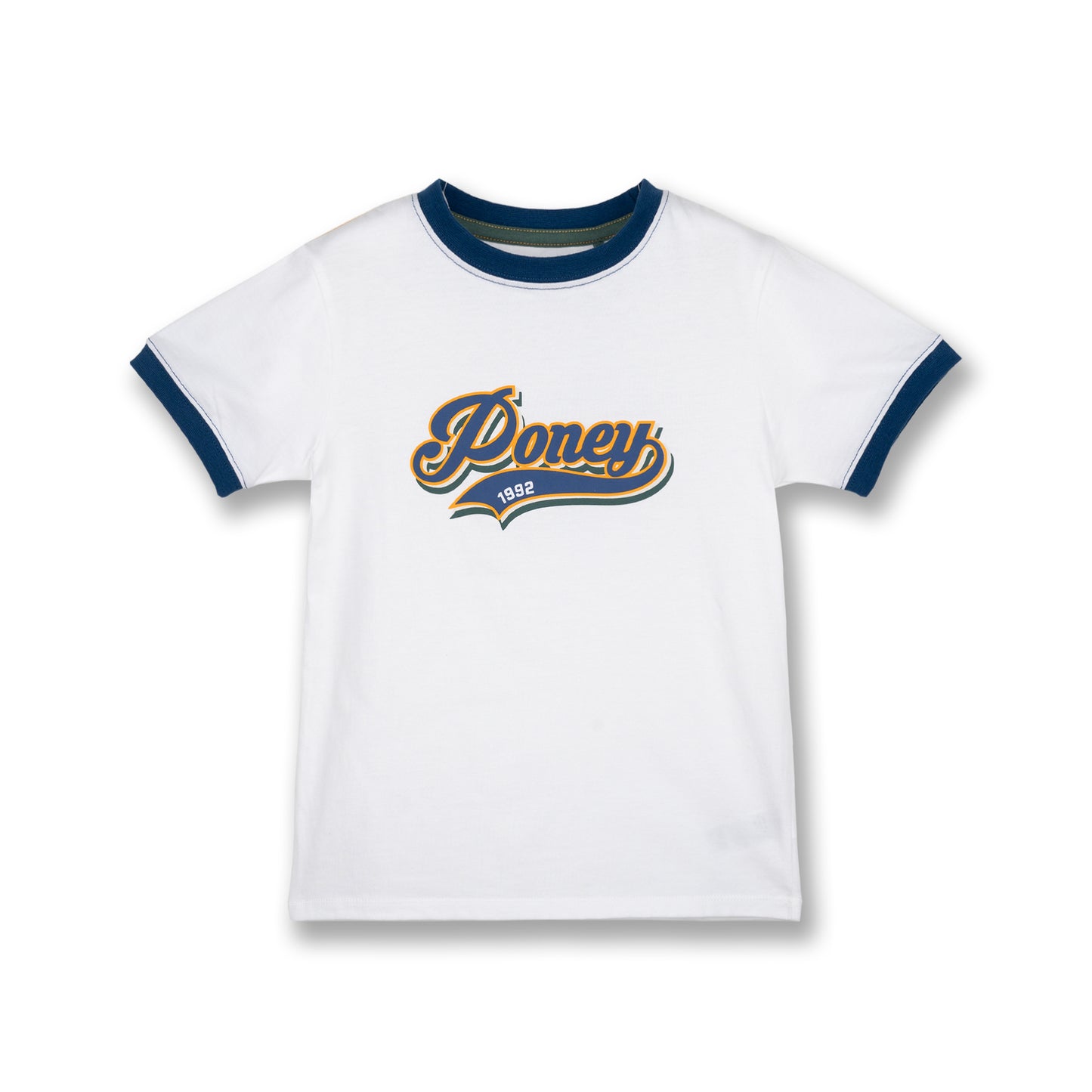 PONEY BOYS WHITE COLOUR BLOCKING WITH LOGO OVERSIZED SHORT SLEEVE TEE