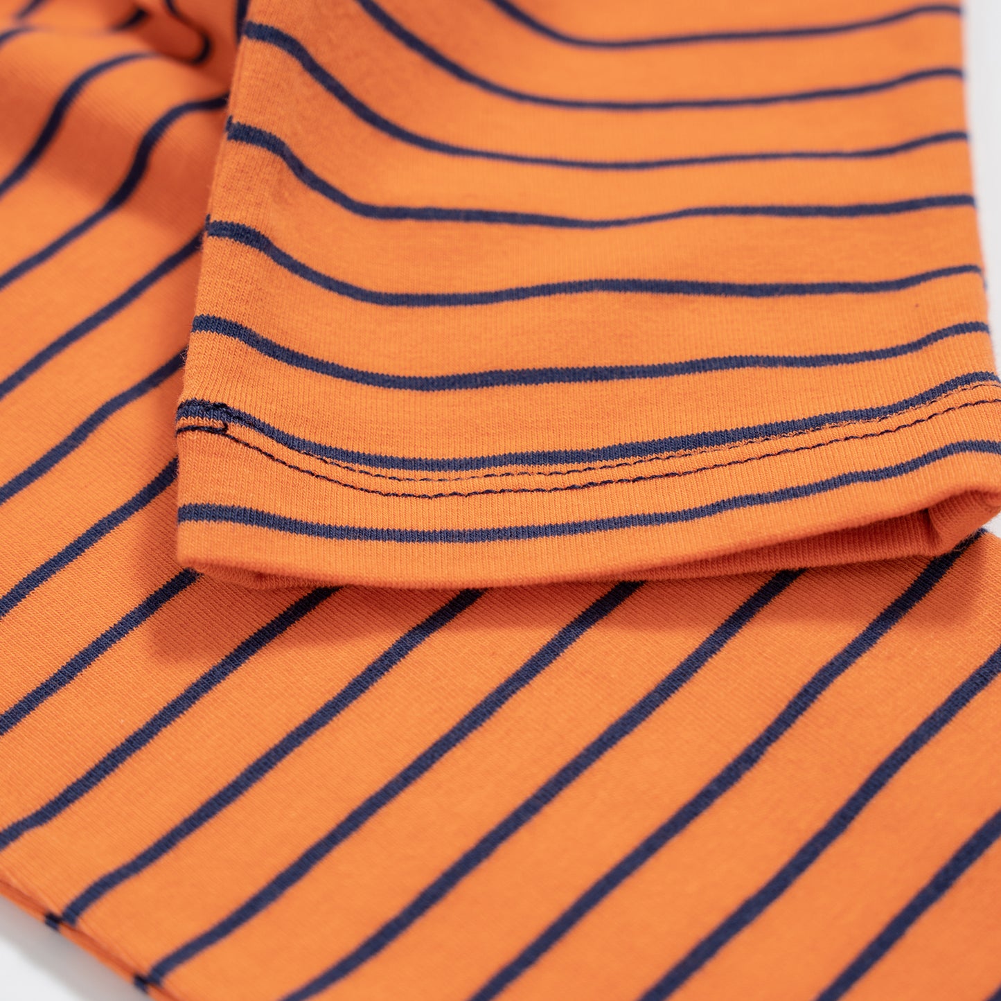 Poney Vibrant Orange Striped Jersey Trousers with Ribbed Waist Long Pants
