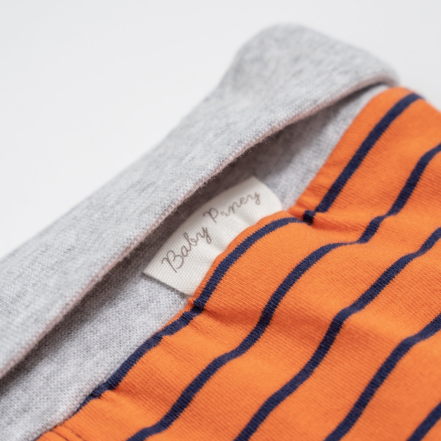 Poney Vibrant Orange Striped Jersey Trousers with Ribbed Waist Long Pants