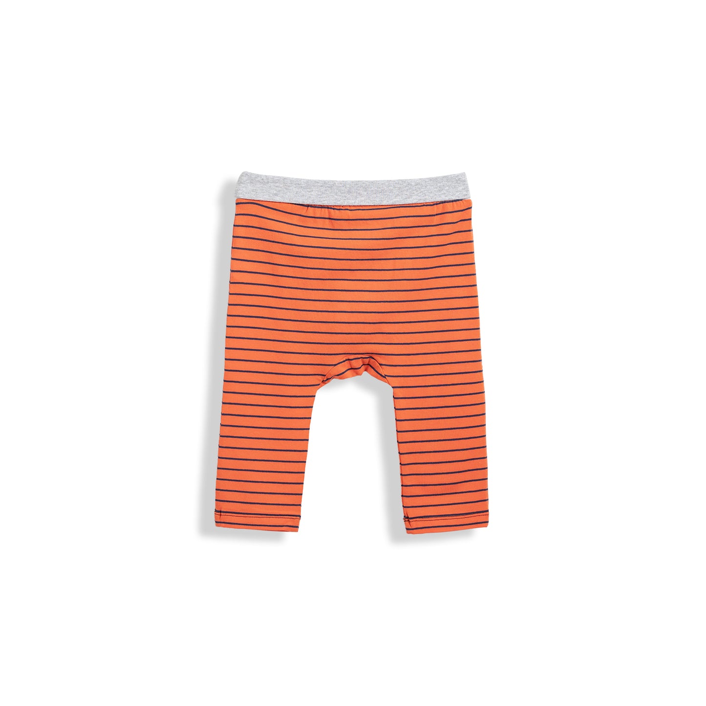 Poney Vibrant Orange Striped Jersey Trousers with Ribbed Waist Long Pants