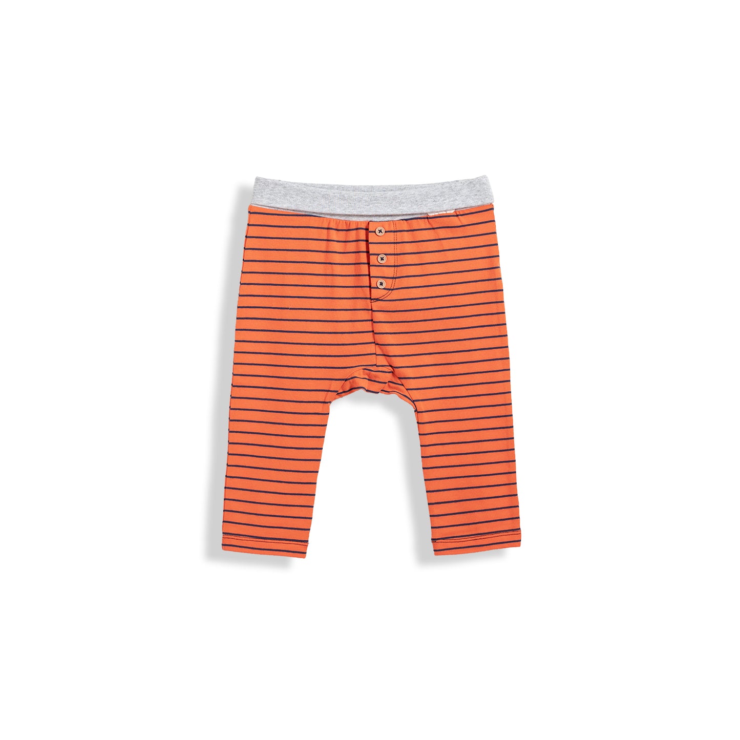 Poney Vibrant Orange Striped Jersey Trousers with Ribbed Waist Long Pants