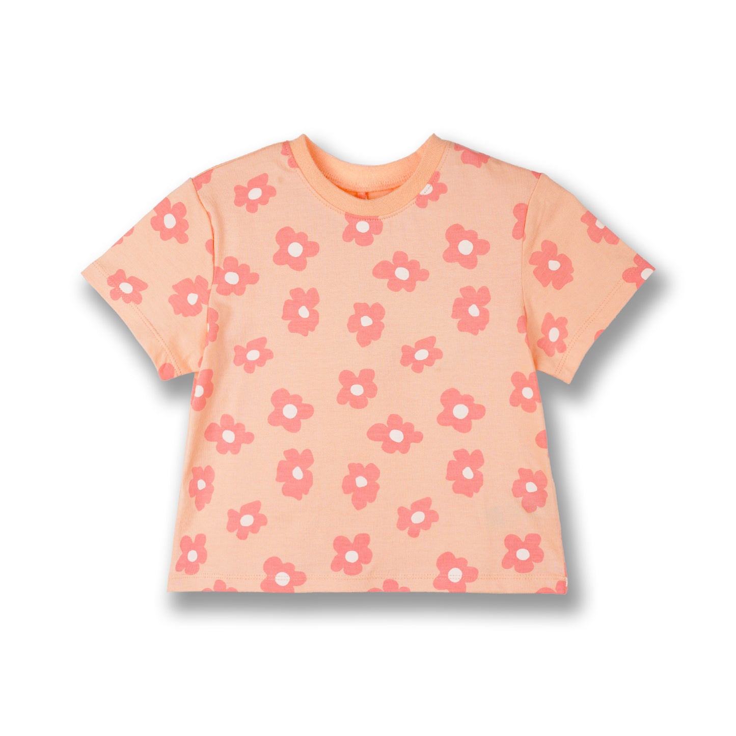 PONEY GIRLS ORANGE FLOWER SHORT SLEEVE TEE