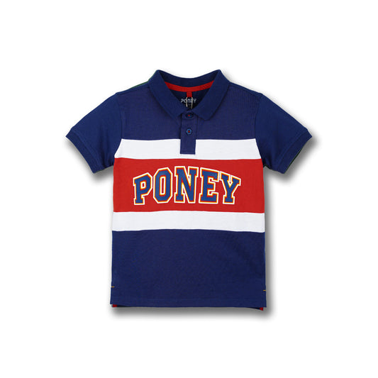 PONEY BOYS NAVY CLASSIC RUGBY SHORT SLEEVE POLO