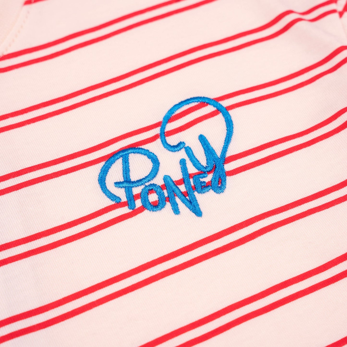 PONEY GIRLS CREAM RUFFLED RED STRIPES SHORT SLEEVE TEE