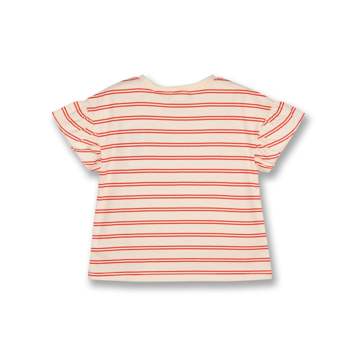 PONEY GIRLS CREAM RUFFLED RED STRIPES SHORT SLEEVE TEE