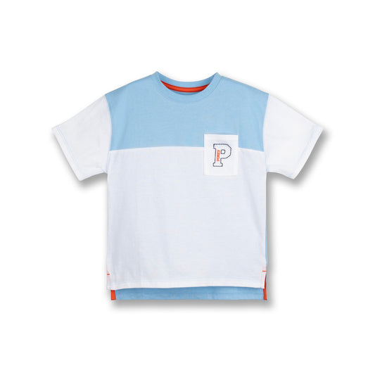 PONEY BOYS BLUE CUT & SEW POCKET ICON SHORT SLEEVE TEE