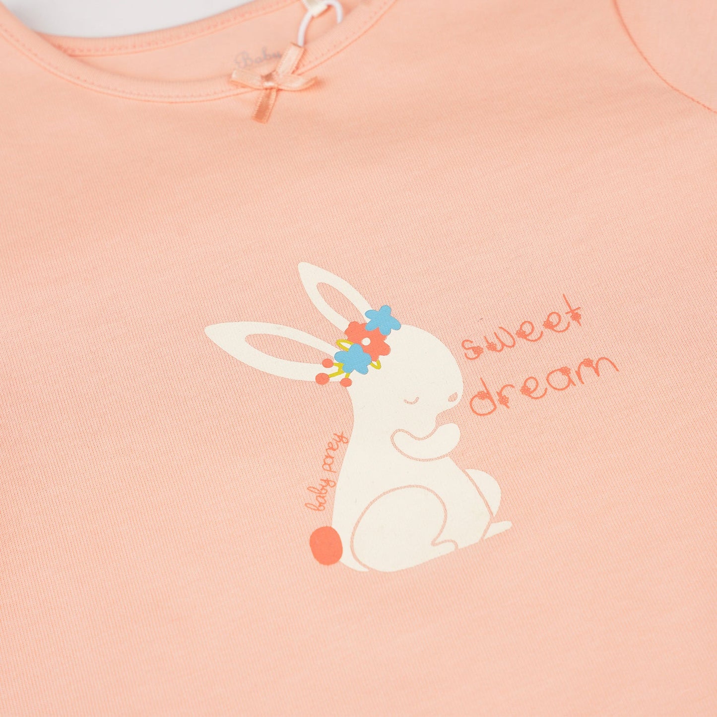 PONEY BABY GIRLS ORANGE SWEET DREAM WITH BUNNY LOUNGEWEAR SET