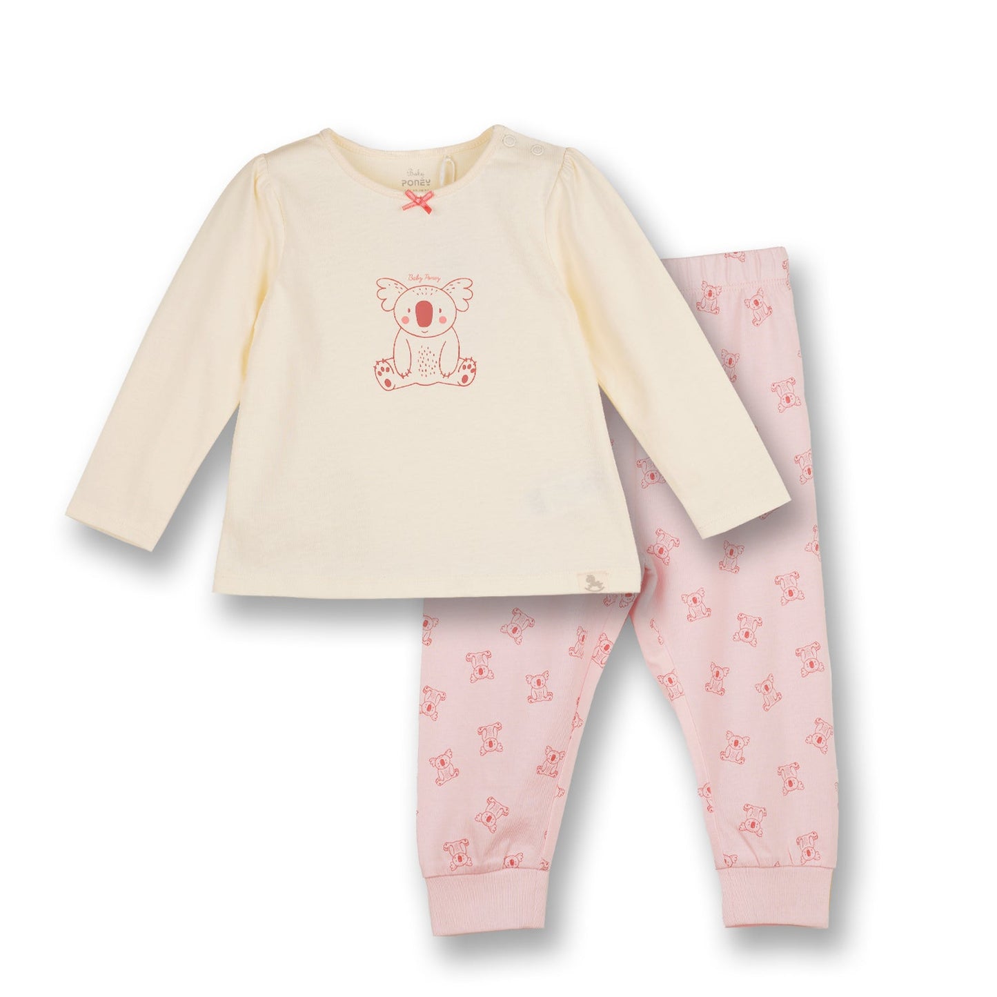 PONEY BABY GIRLS WHITE FLUFFY KOALA LOUNGEWEAR SET