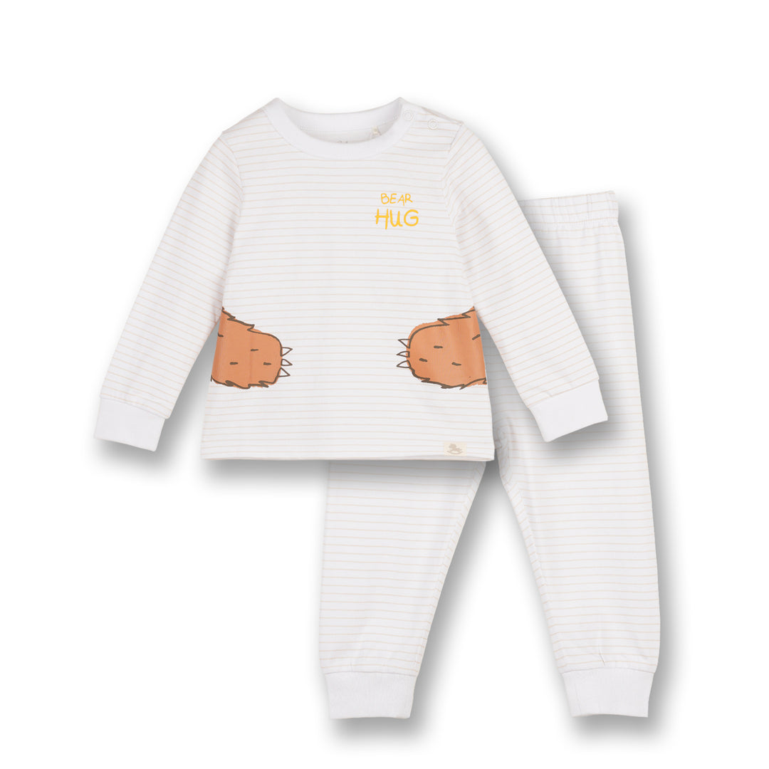 PONEY BABY BOYS WHITE BEAR HUG LOUNGEWEAR SET