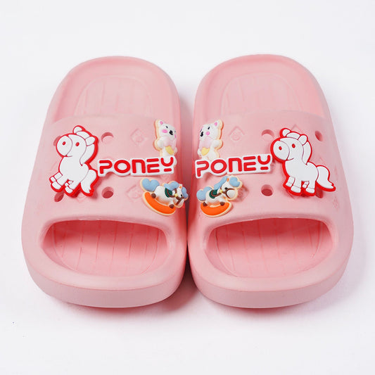 PONEY GIRLS LIGHT PINK BLOOMING CORAL SLIDE SANDAL