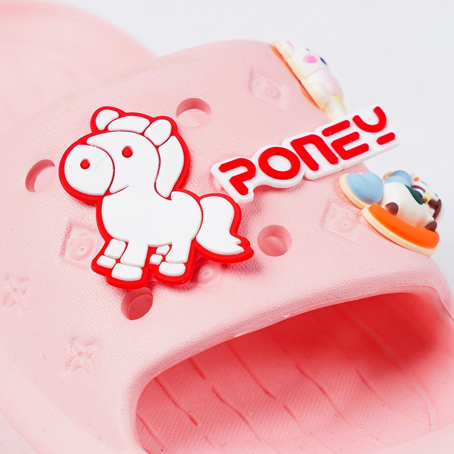 PONEY GIRLS LIGHT PINK BLOOMING CORAL SLIDE SANDAL