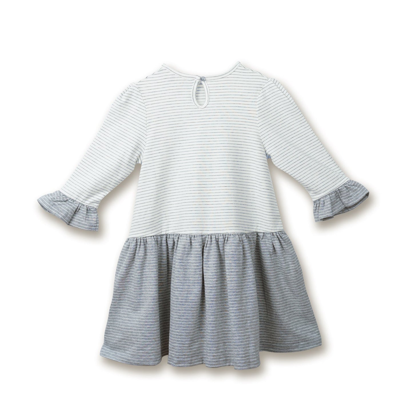 Poney Girls 3/4 Sleeve Dress with Contrast Stripes