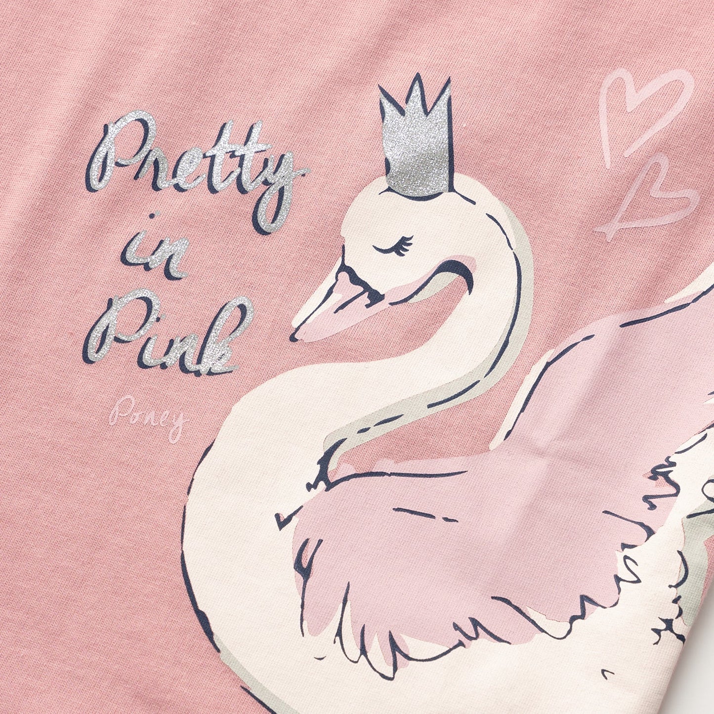 Poney Girls Pretty In Pink Swan Short Sleeve Tee