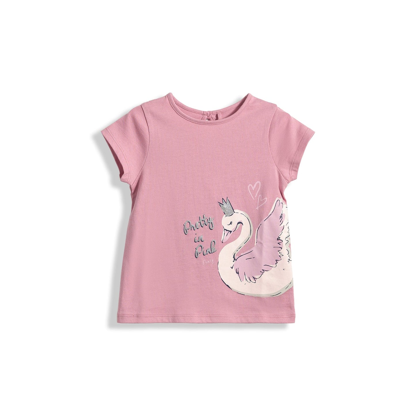 Poney Girls Pretty In Pink Swan Short Sleeve Tee