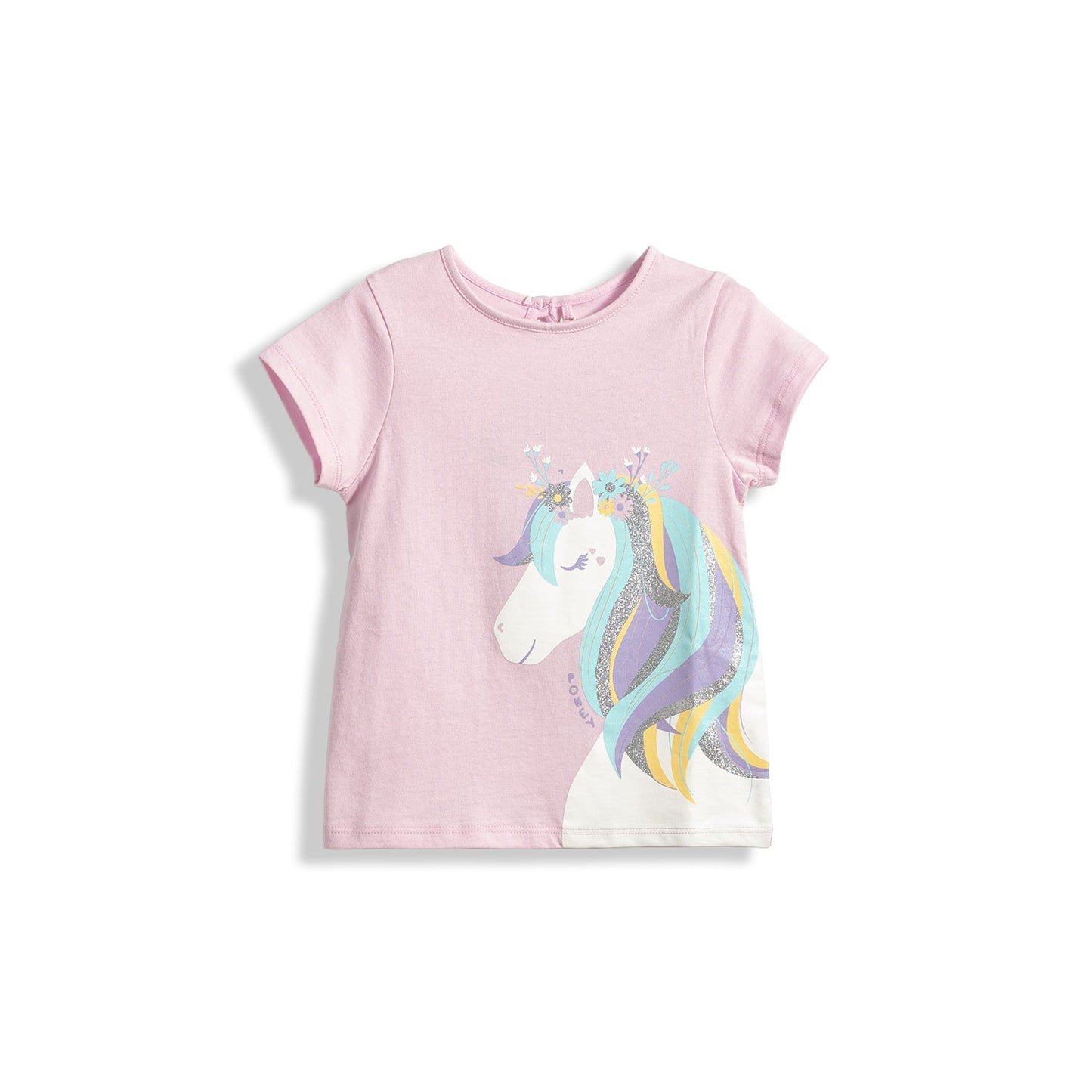 Poney Girls Flowery Unicorn Short Sleeve Tee