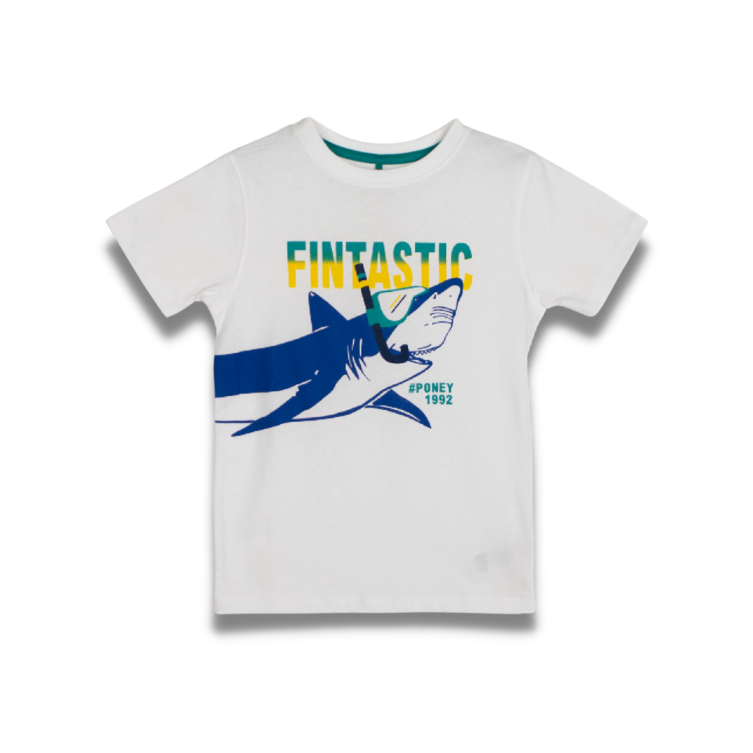 Poney Boys Fintastic Shark Round Neck Short Sleeve Tee