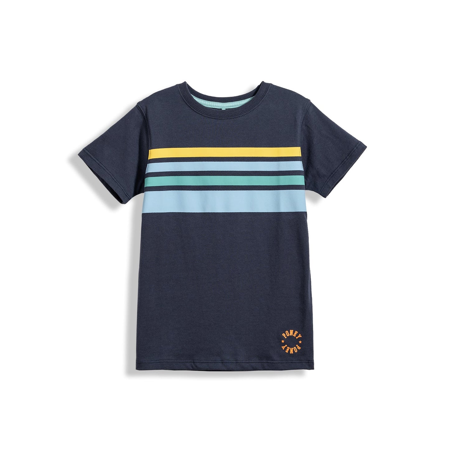 Poney Boys Navy Stripe Printed Short Sleeve Tee